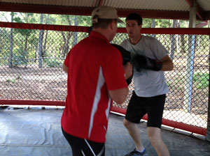 Mick Richards takes Trent on a pads workout