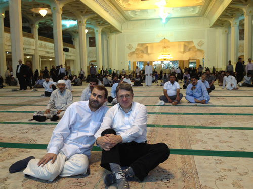 at the Jamkaran Mosque in Qom with Mansour