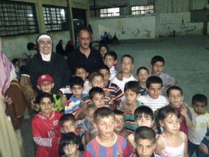 Mother Agnes with children in Damascus