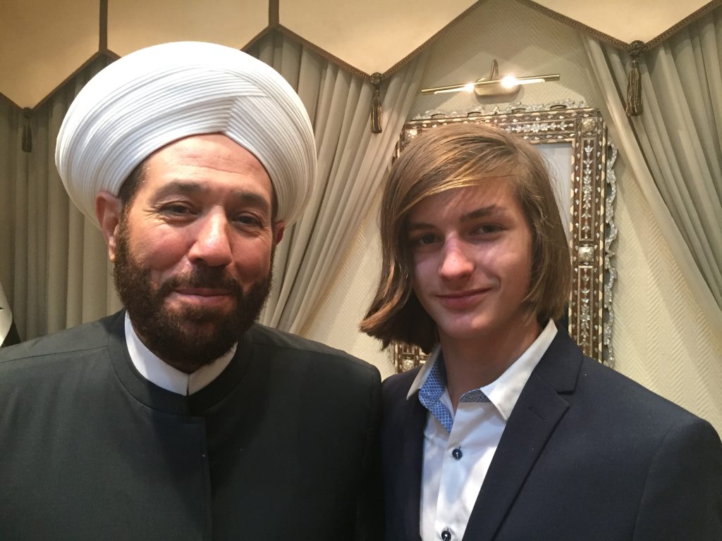 Mufti Hassoun with my son, Soren, in January 2017